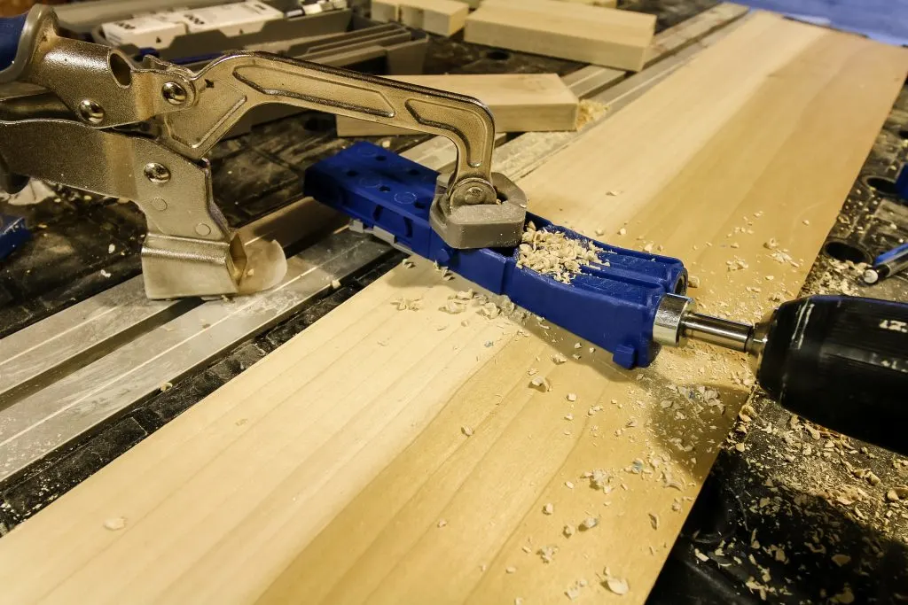 Drilling holes in base with Kreg Jig