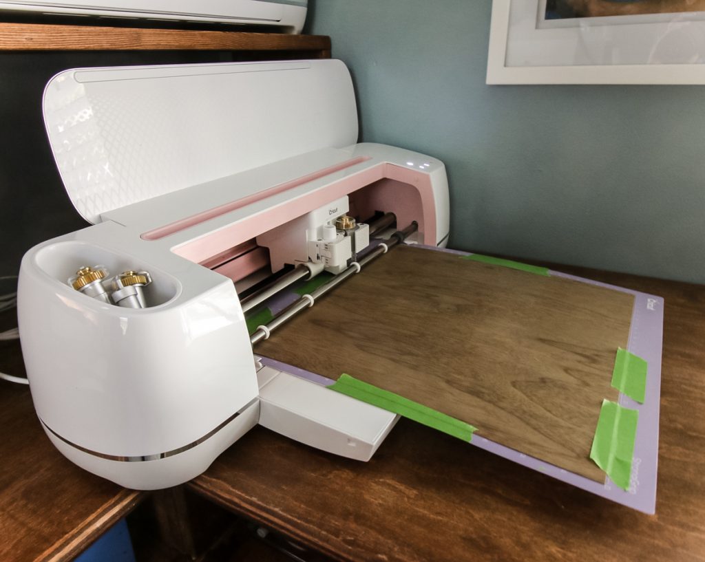 Cricut maker cutting walnut wood veneer