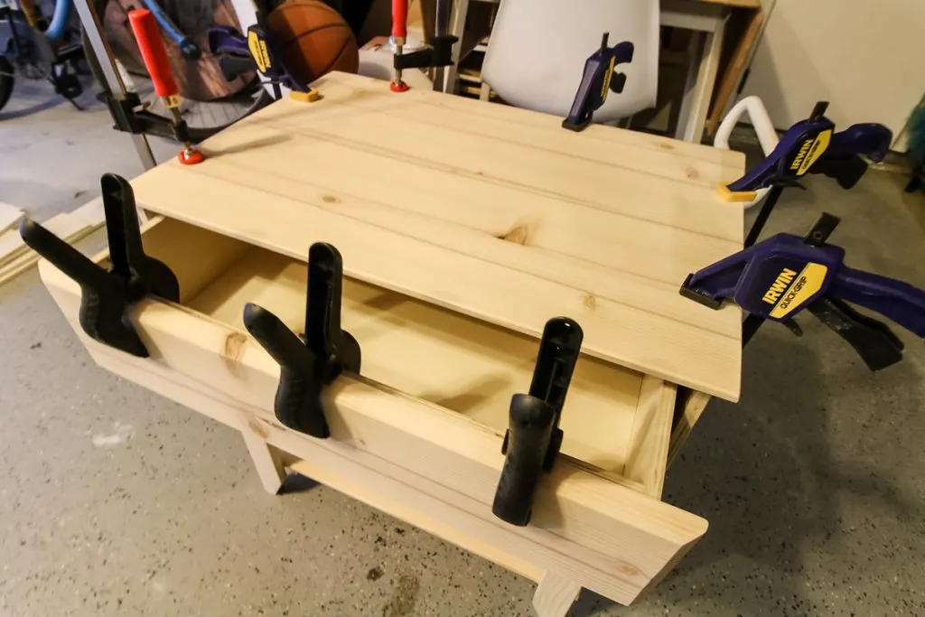 Gluing top on nightstand