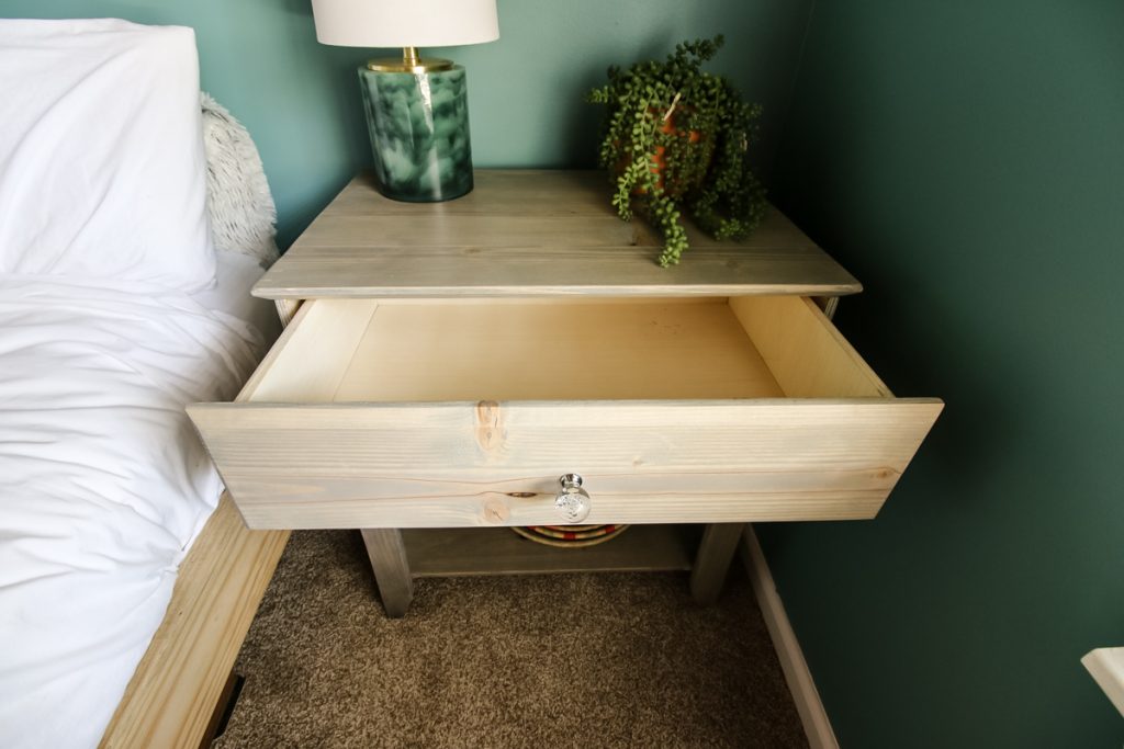 Nightstand with drawer open