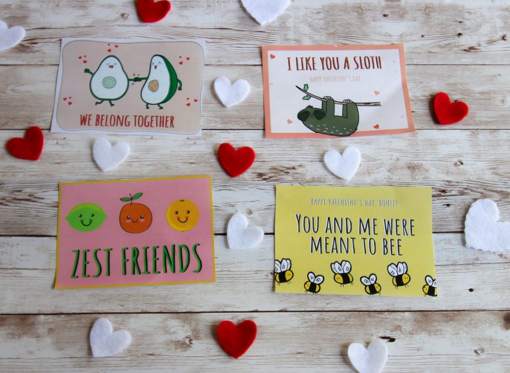 FREE Printable Funny Valentines - Avocados, Sloths, Citrus, and Bees!