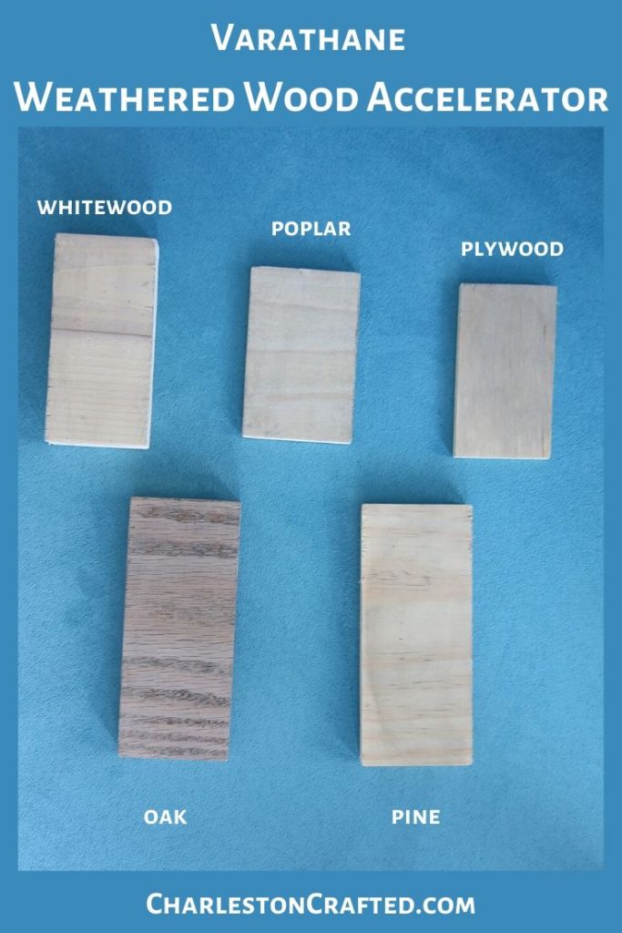 Varathane Weathered Wood Acceleratorvarathane wood stain on white wood, poplar, pine, oak, plywood