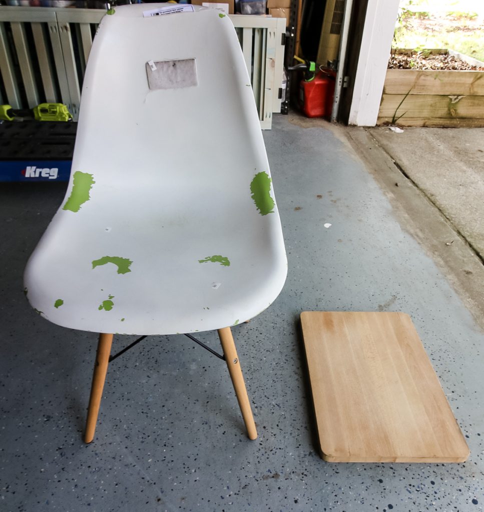 thrifted table and cuttingboard before