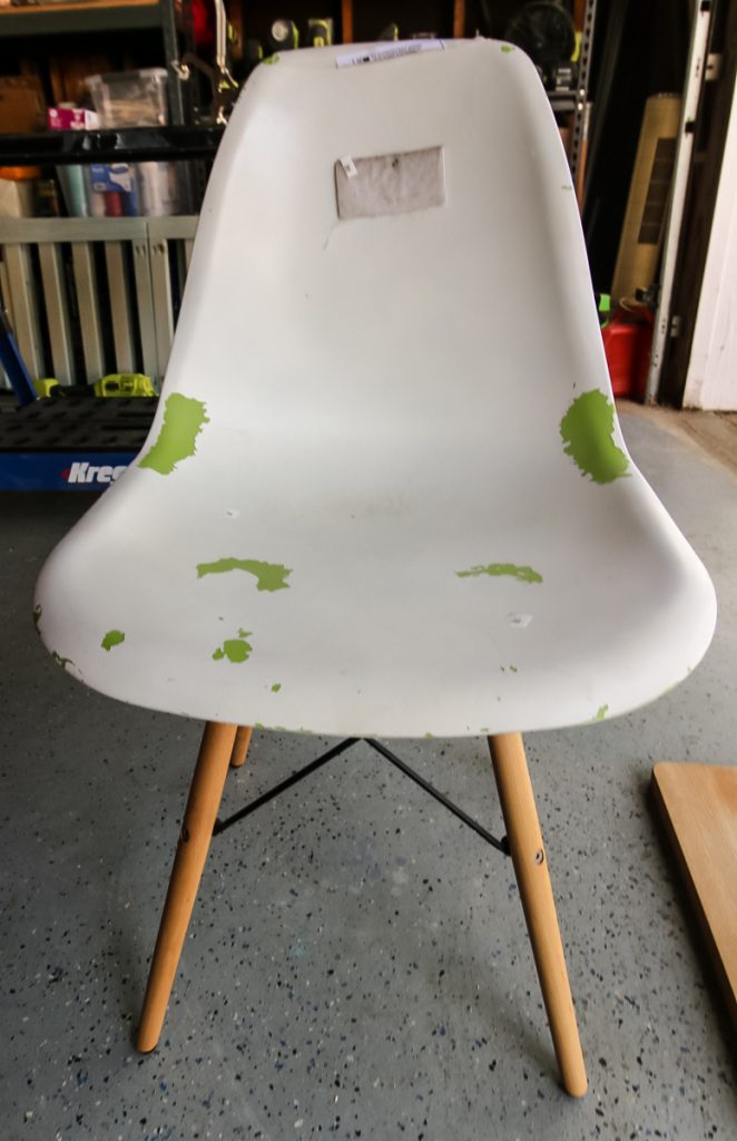 modern chair from the thrift store before