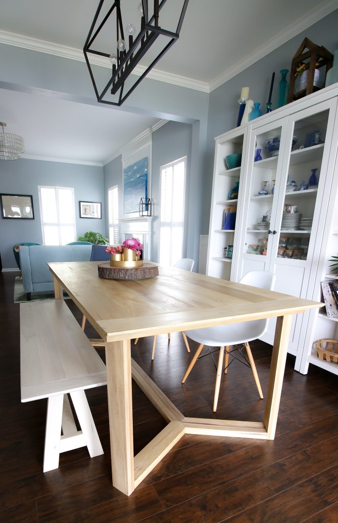 Table with bench and chairs