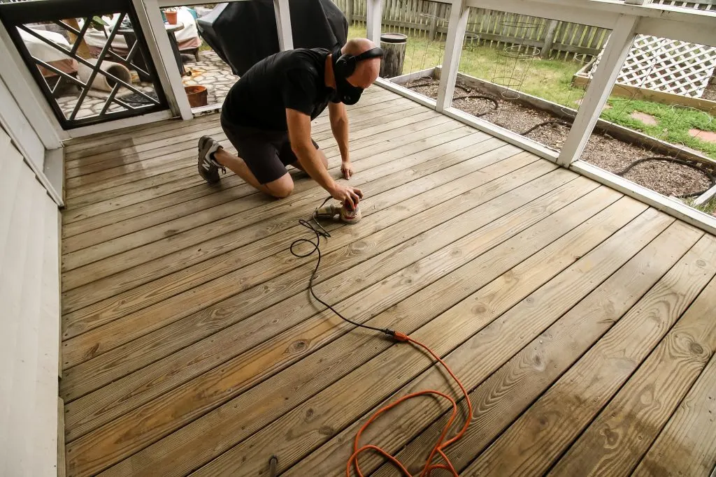 Sanding deck before spraying