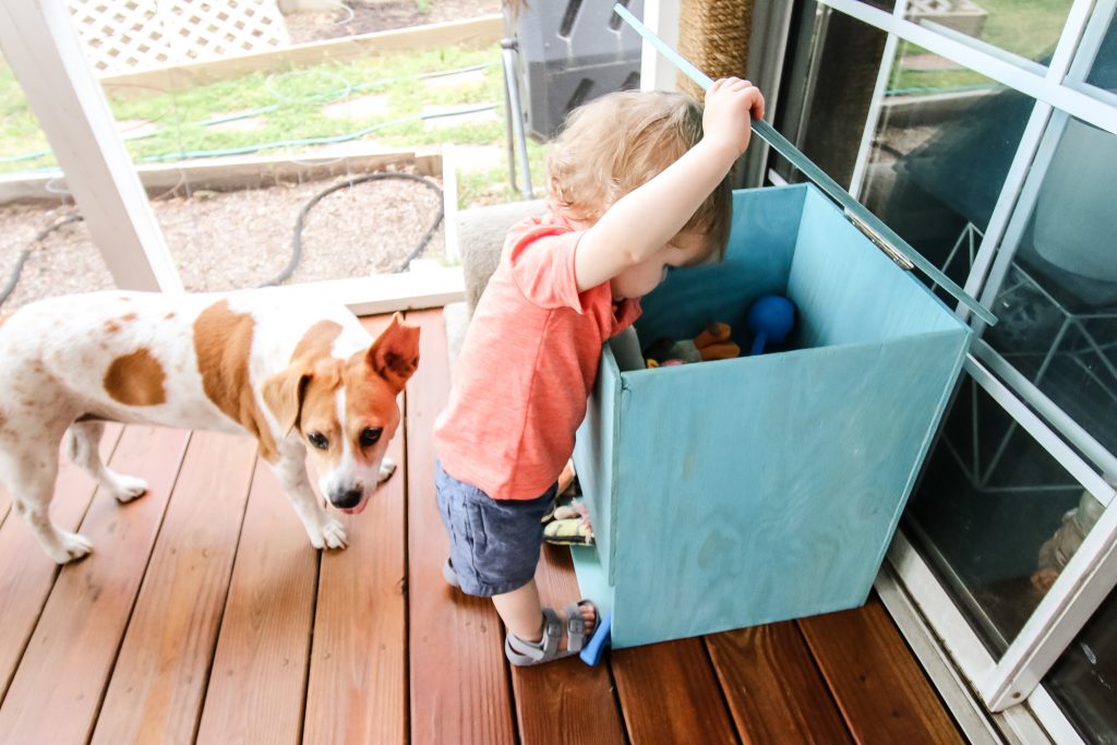 Getting toys from bin