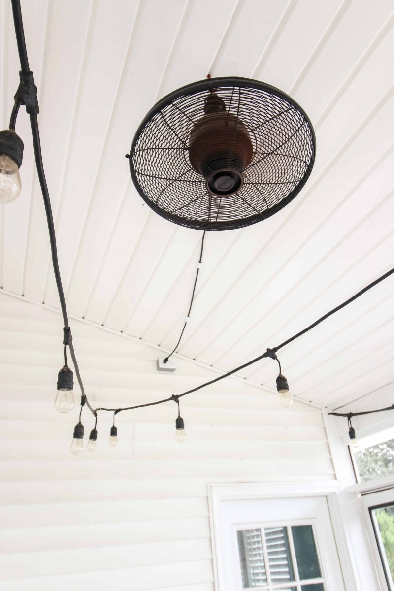 indoor ceiling fan on screened porch
