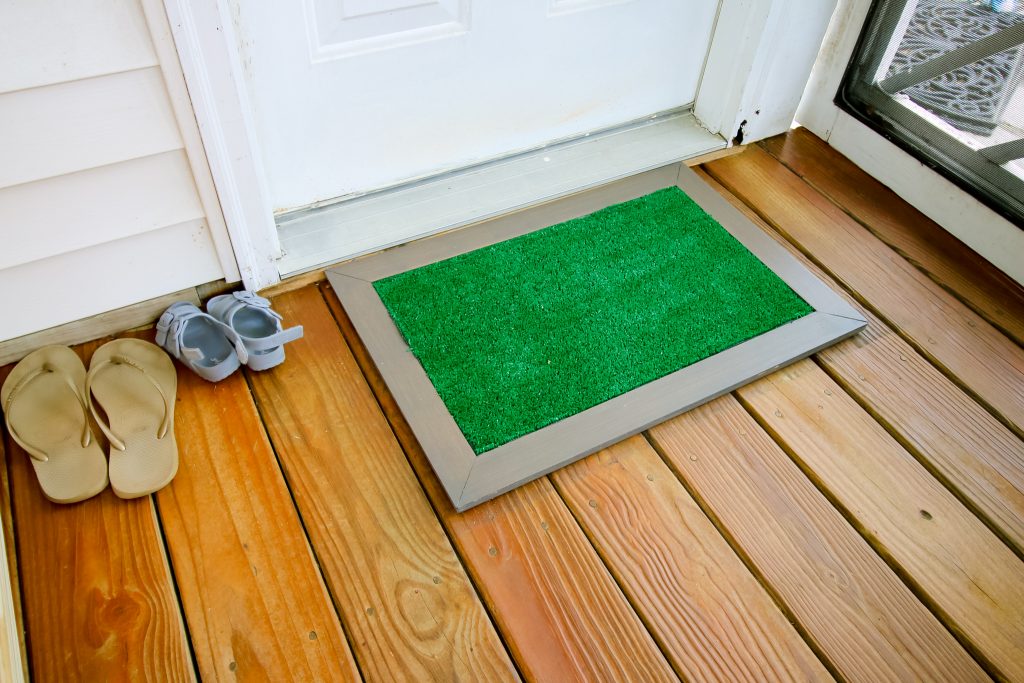 Astroturf doormat at door