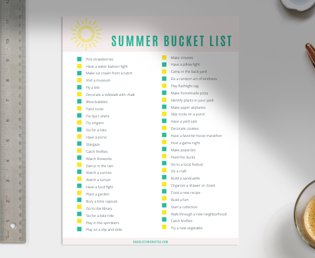 FREE printable summer bucket list