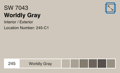 Worldly Gray by Sherwin Williams (SW 7043)