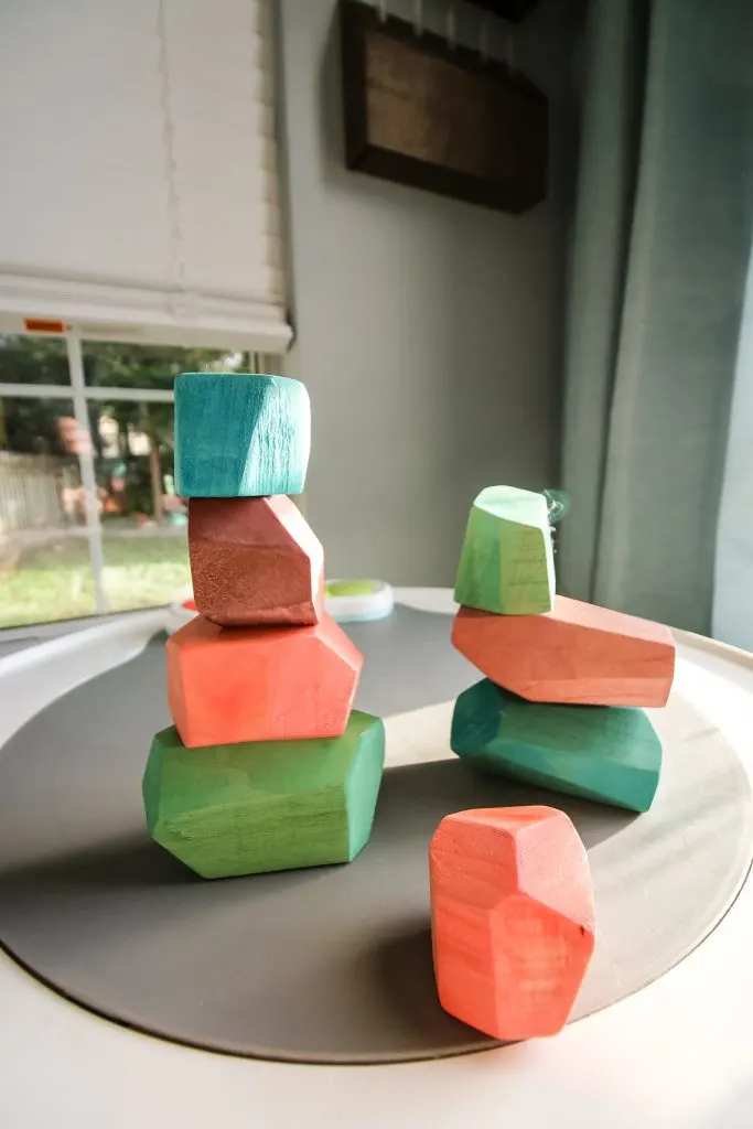 Stacking wooden balancing stones