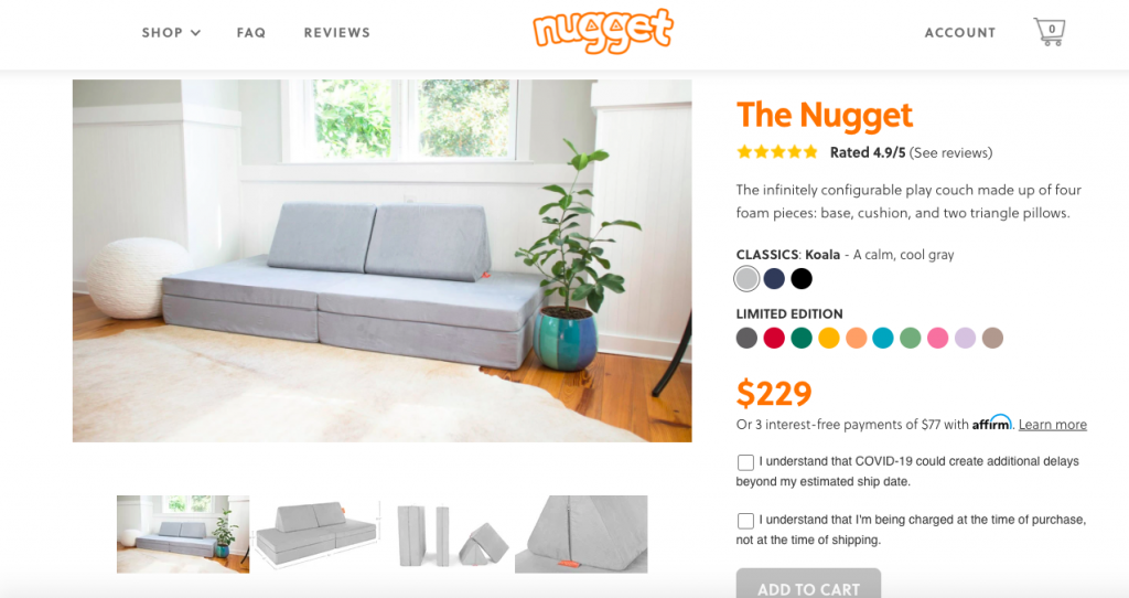 Nugget comfort restock sale 