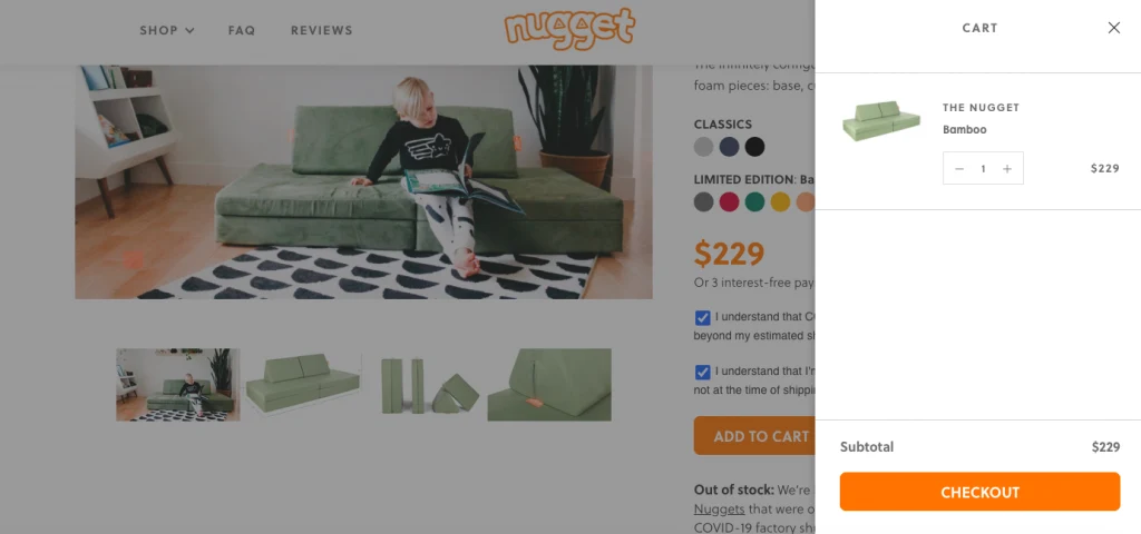 Nugget comfort restock sale 