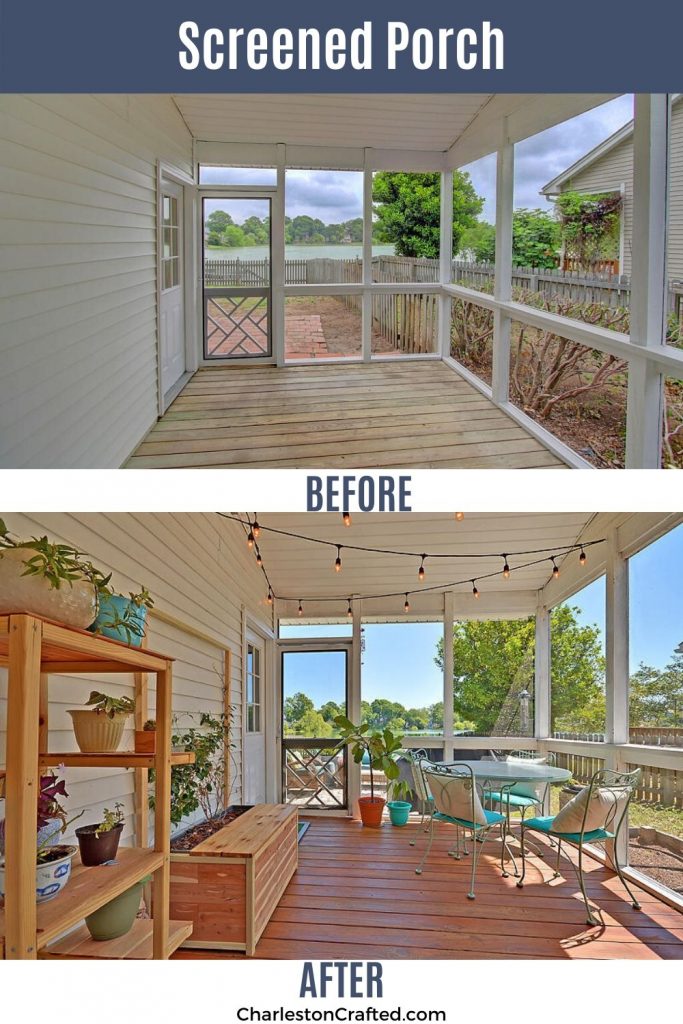 screened porch before and after