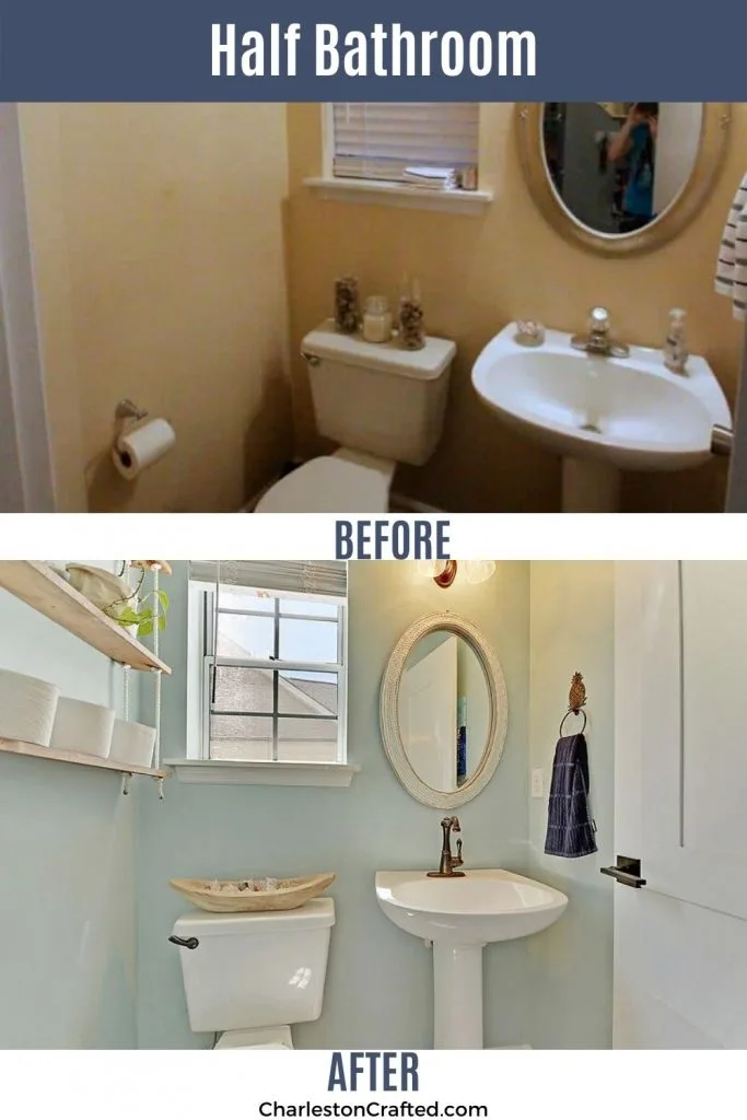 half bathroom before and after