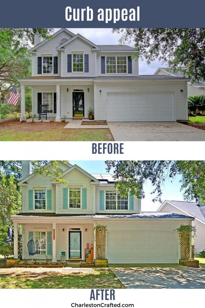 front of house curb appeal before and after