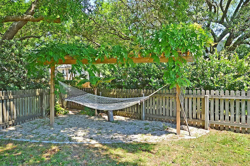 Hammock stand in trees