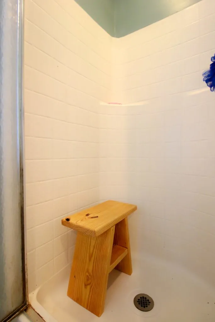 DIY wooden shower stool