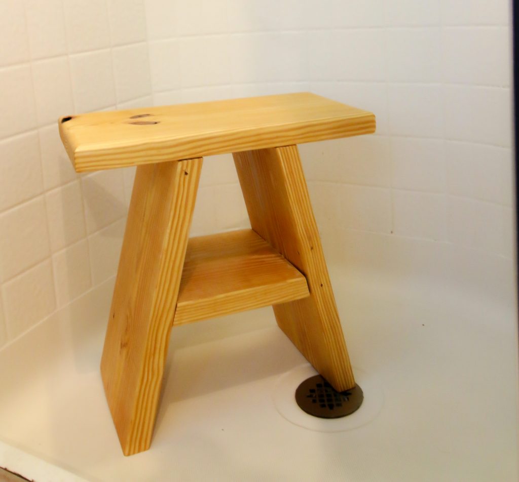 DIY wooden shower stool