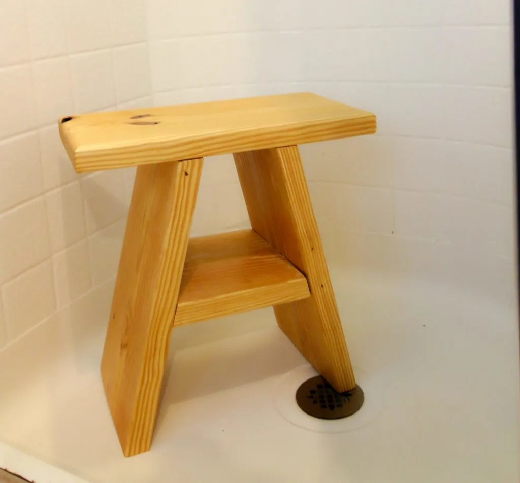 DIY wooden shower stool