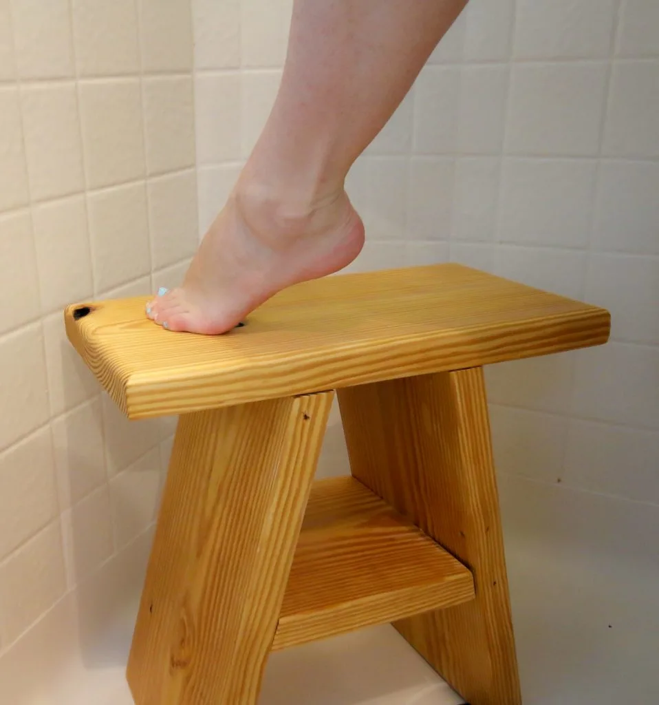 handmade wooden shower seat