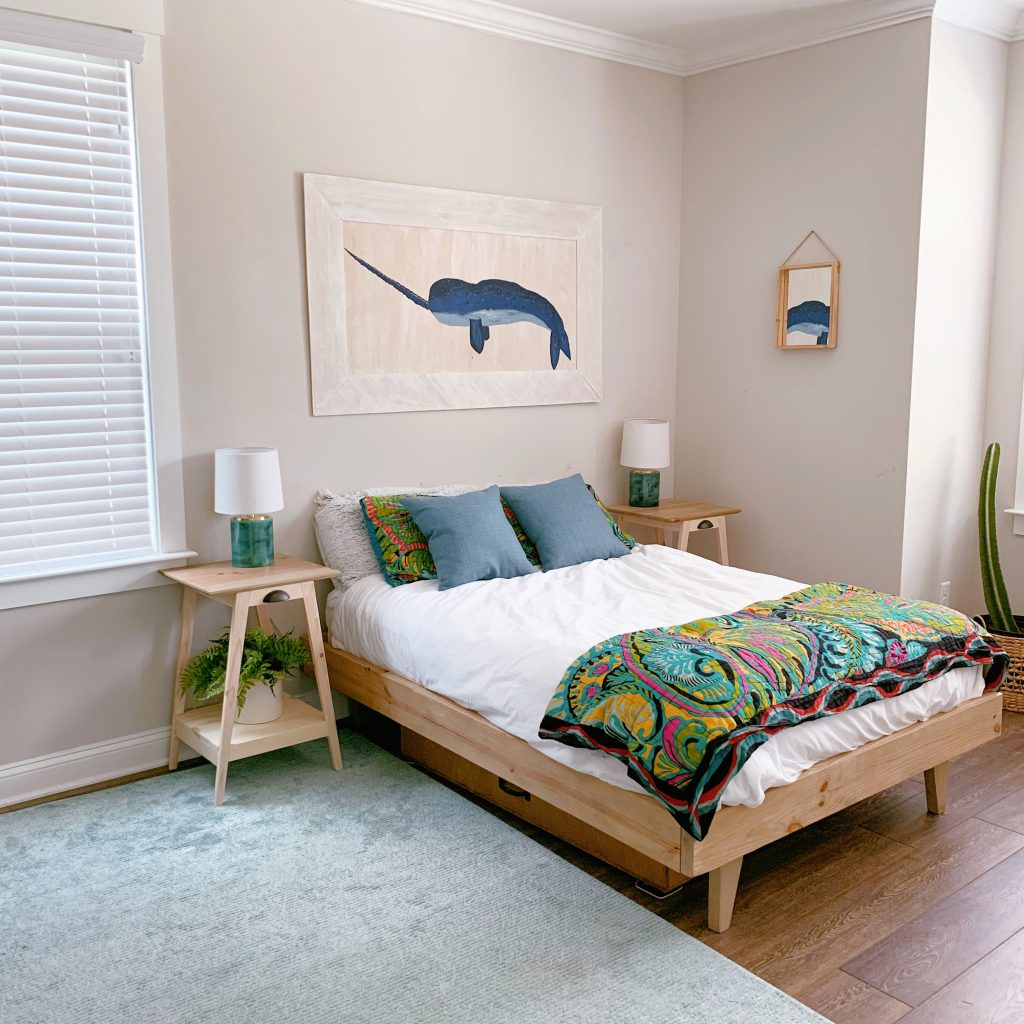 Sherwin Williams Agreeable Gray in a Bedroom