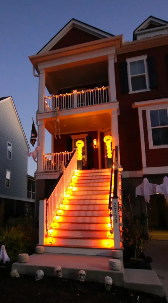 Halloween front porch and steps light up diy decor