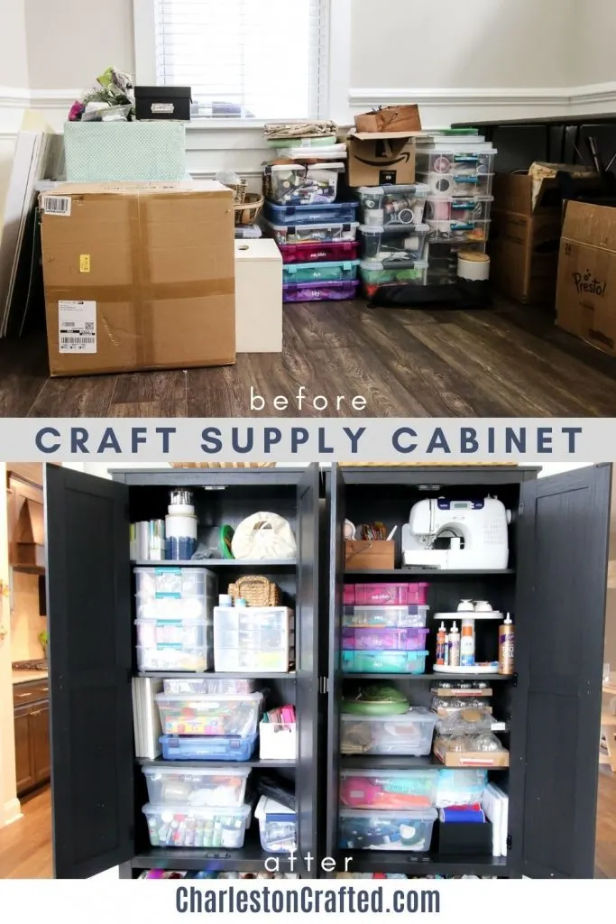 craft supply cabinet before and after