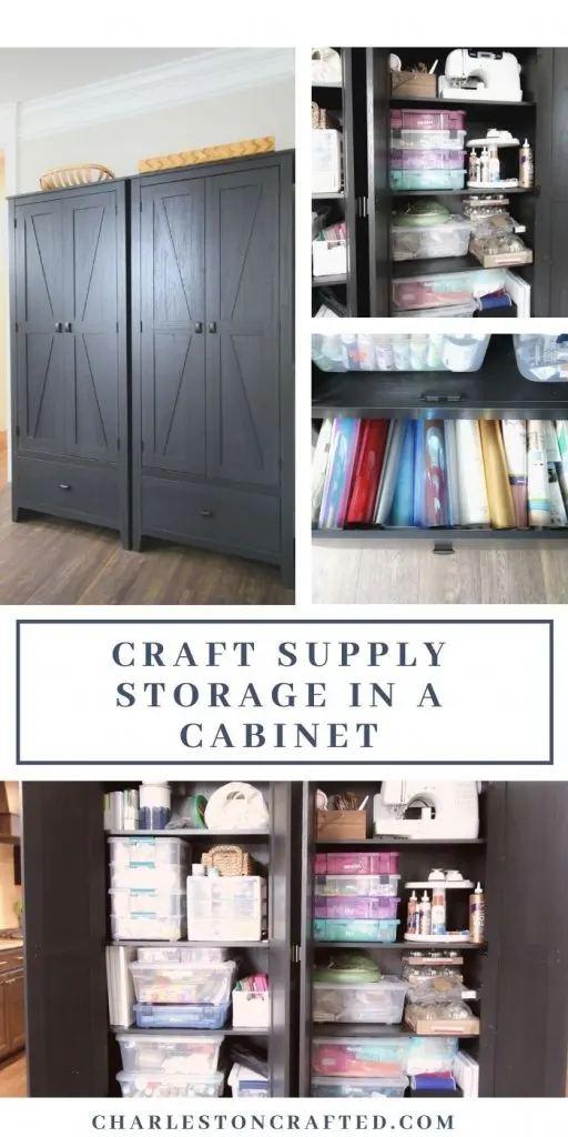 craft supply storage in a cabinet