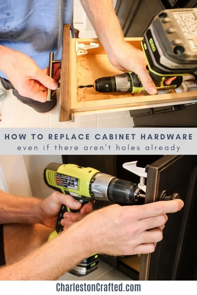 how to replace cabinet hardware even if there aren't holes already