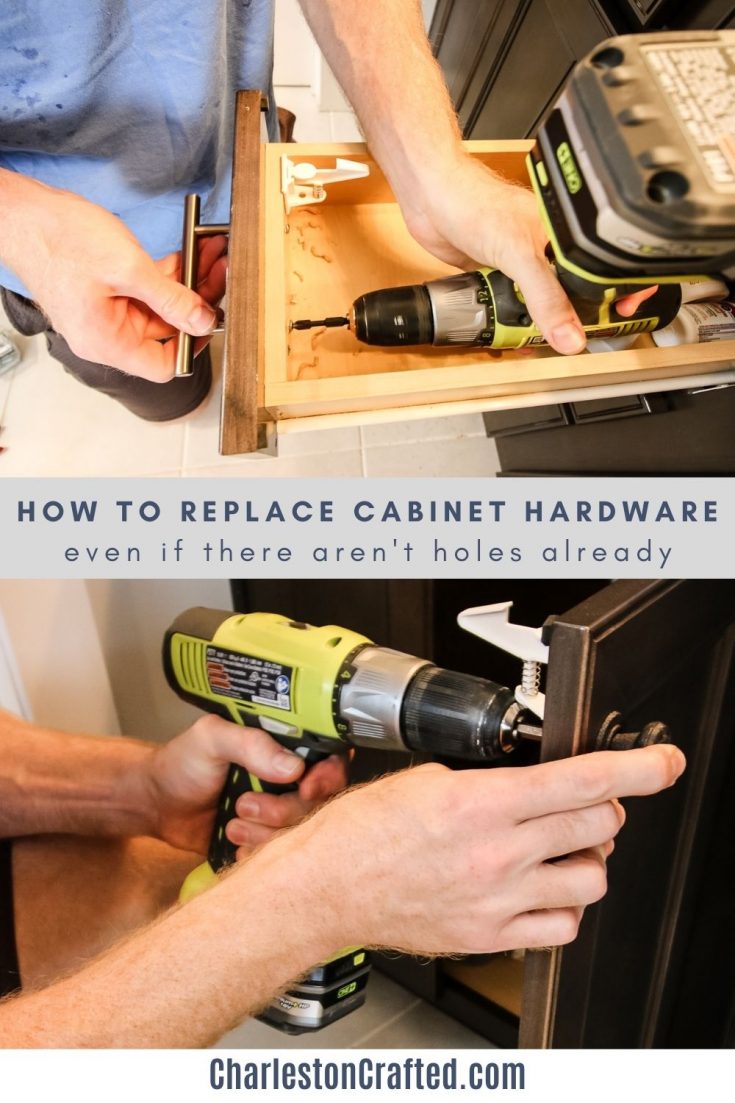 how to replace cabinet hardware even if there aren't holes already