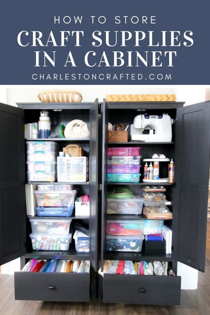 how to store craft supplies in a cabinet