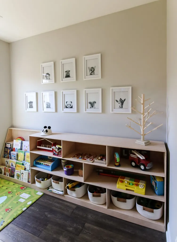 Dowel Christmas tree in a playroom