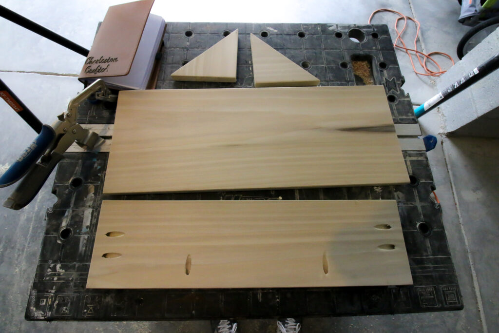 DIY entry shelf cut boards