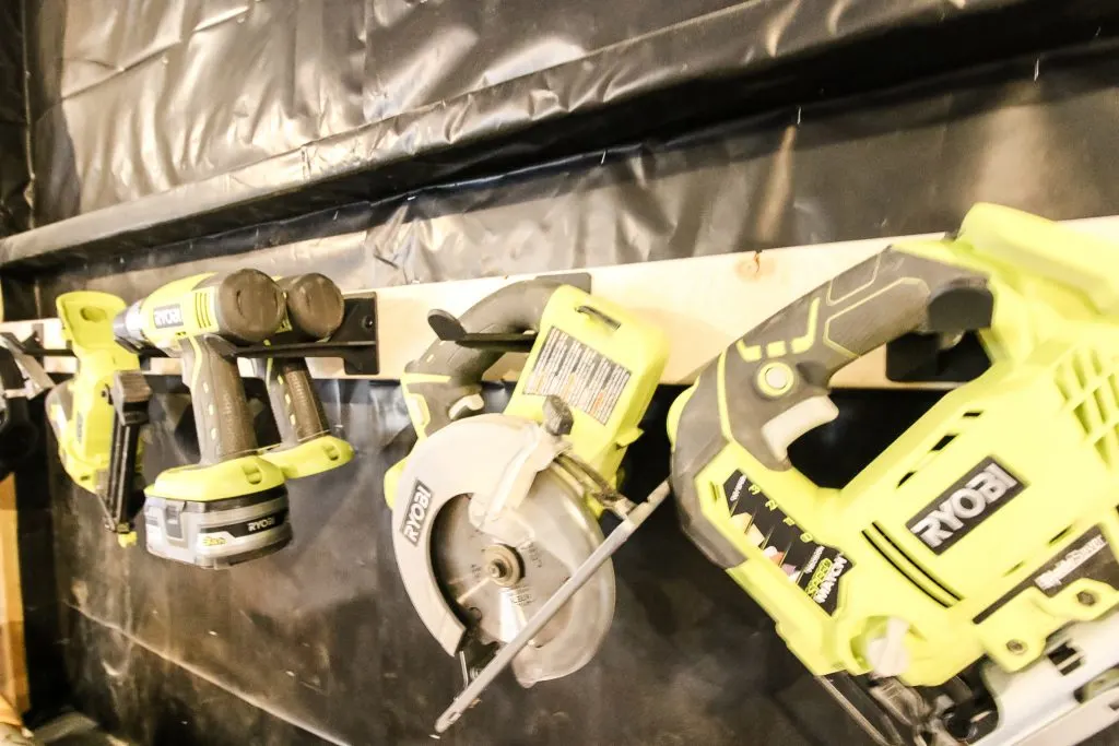 tool holders over workbench