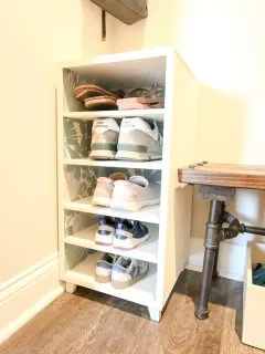DIY shoe shelf in place