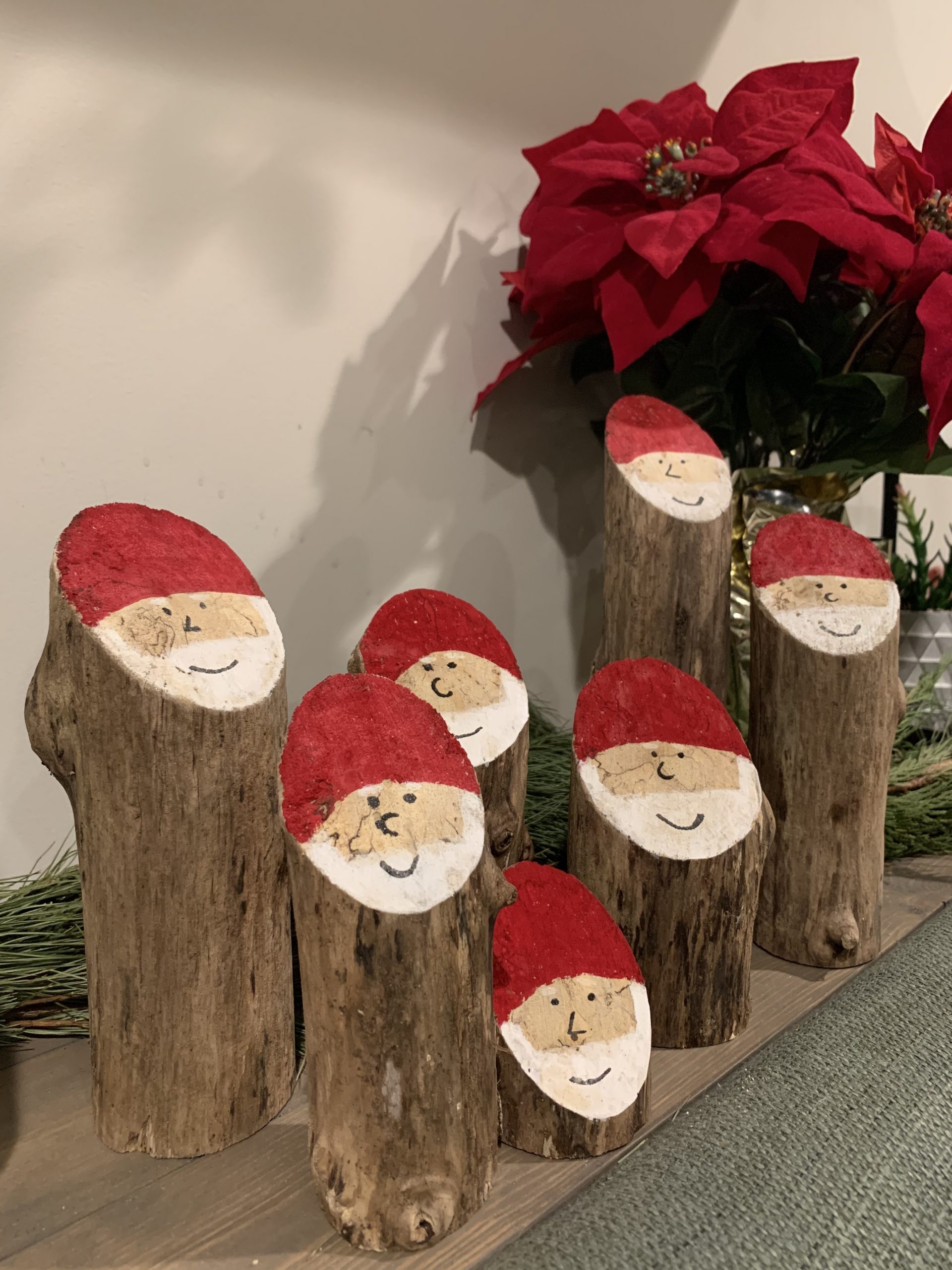 Set of painted santa logs