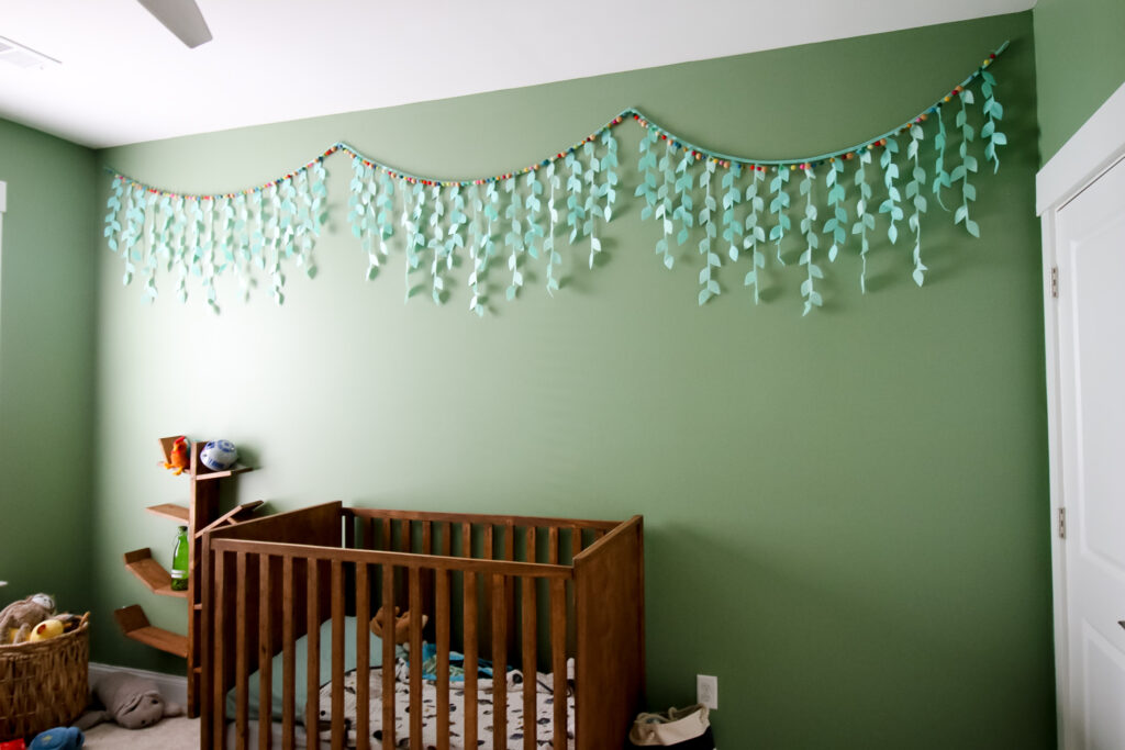 felt leaf and ball pom pom garland