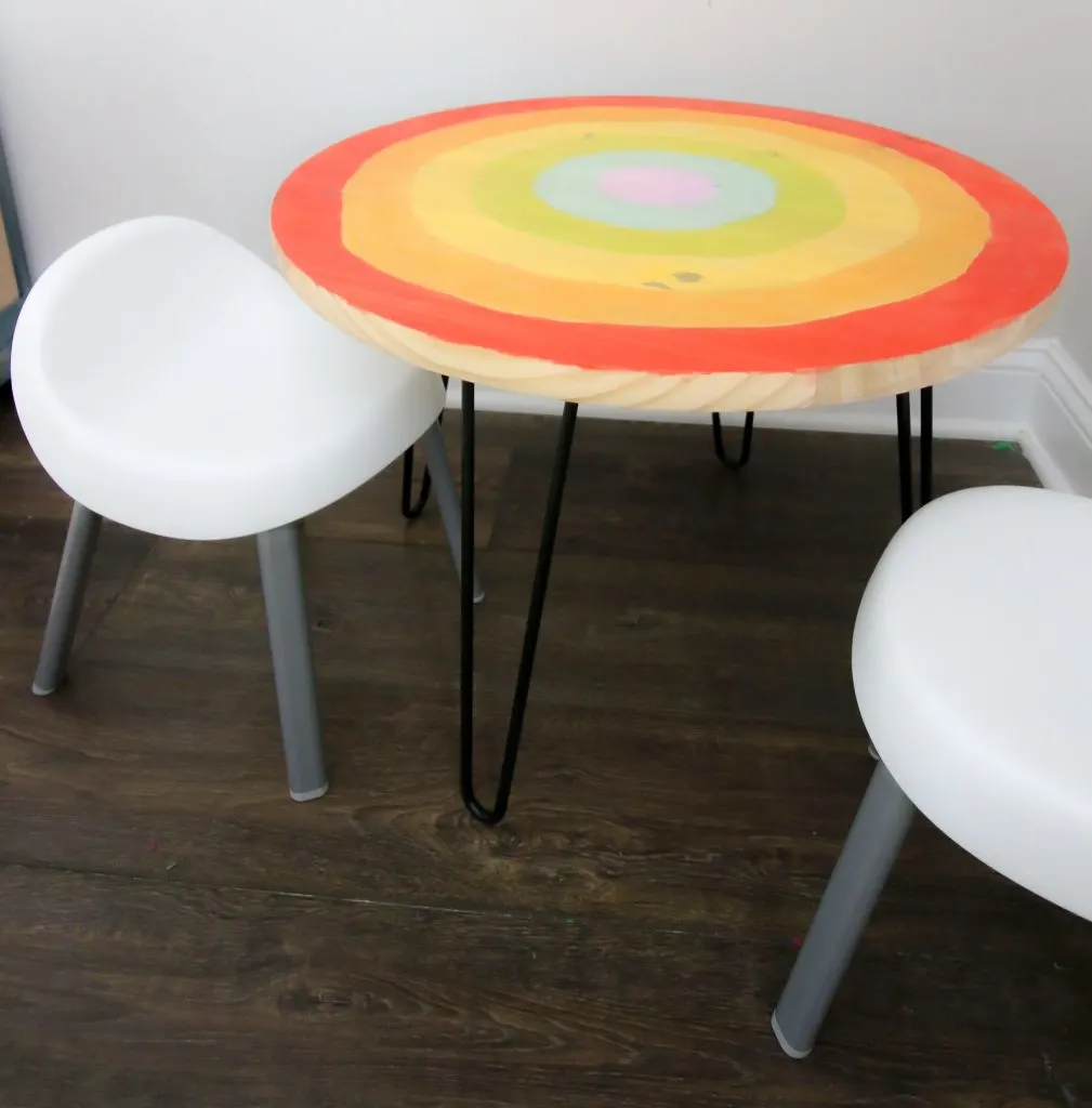 DIY wood and metal round kids craft table
