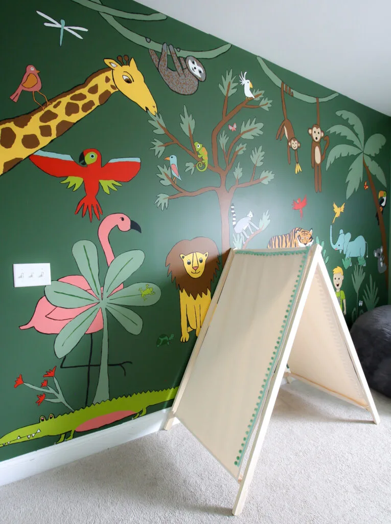 play tent in a jungle themed kids bedroom