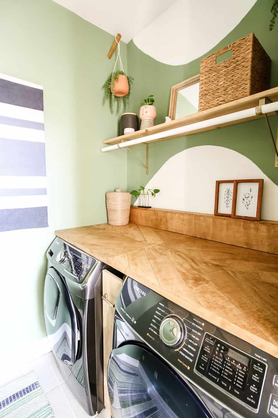 DIY Laundry Room Makeover with Plywood Countertops & Organization