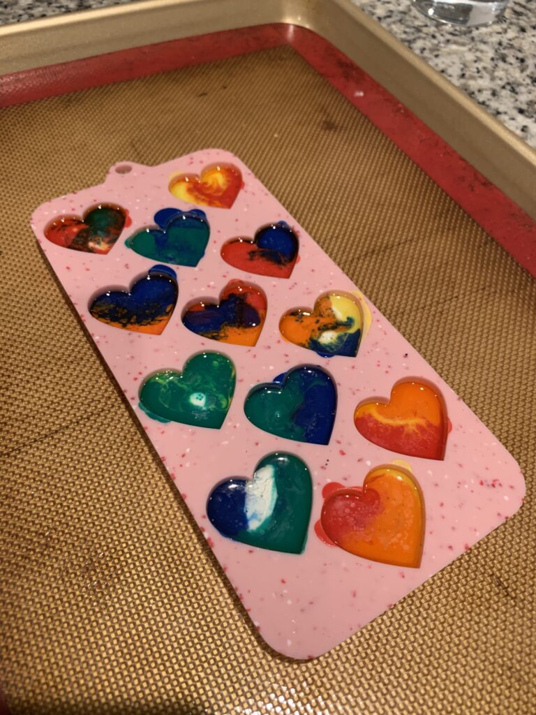 melted crayons in mold