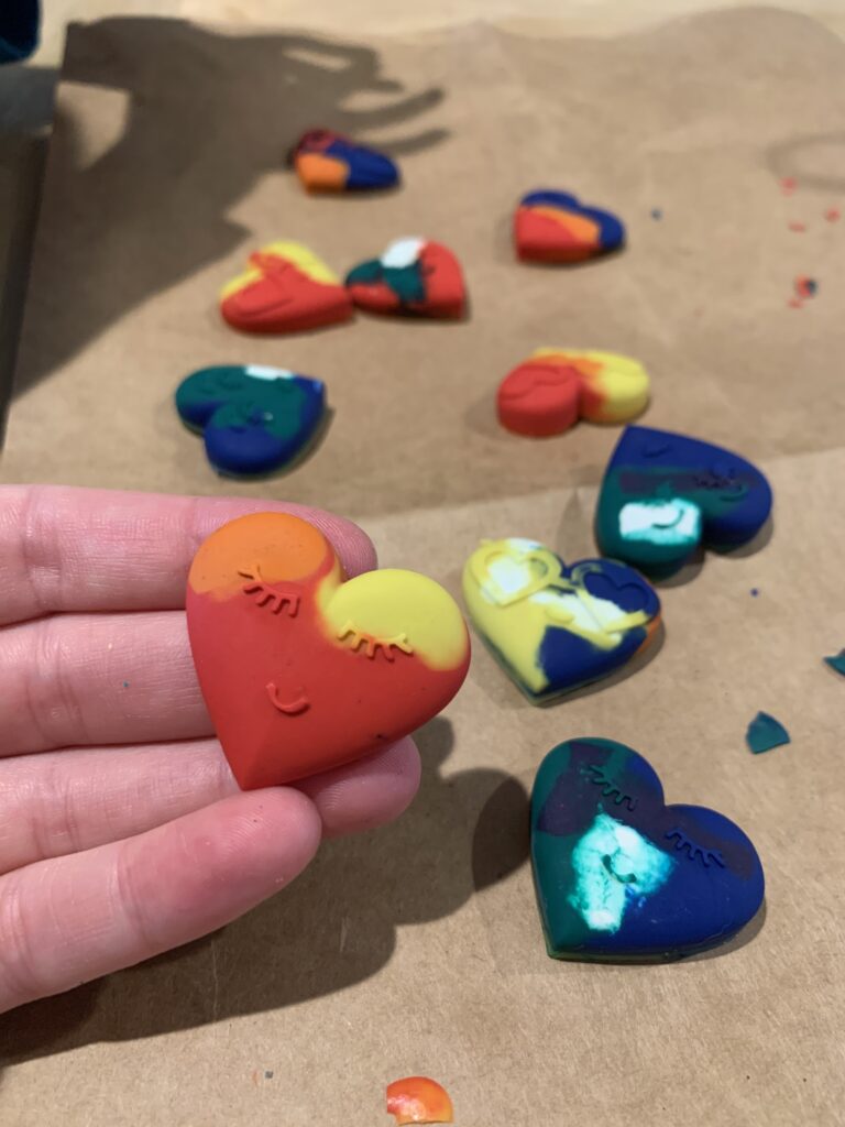 heart shaped recycled crayons