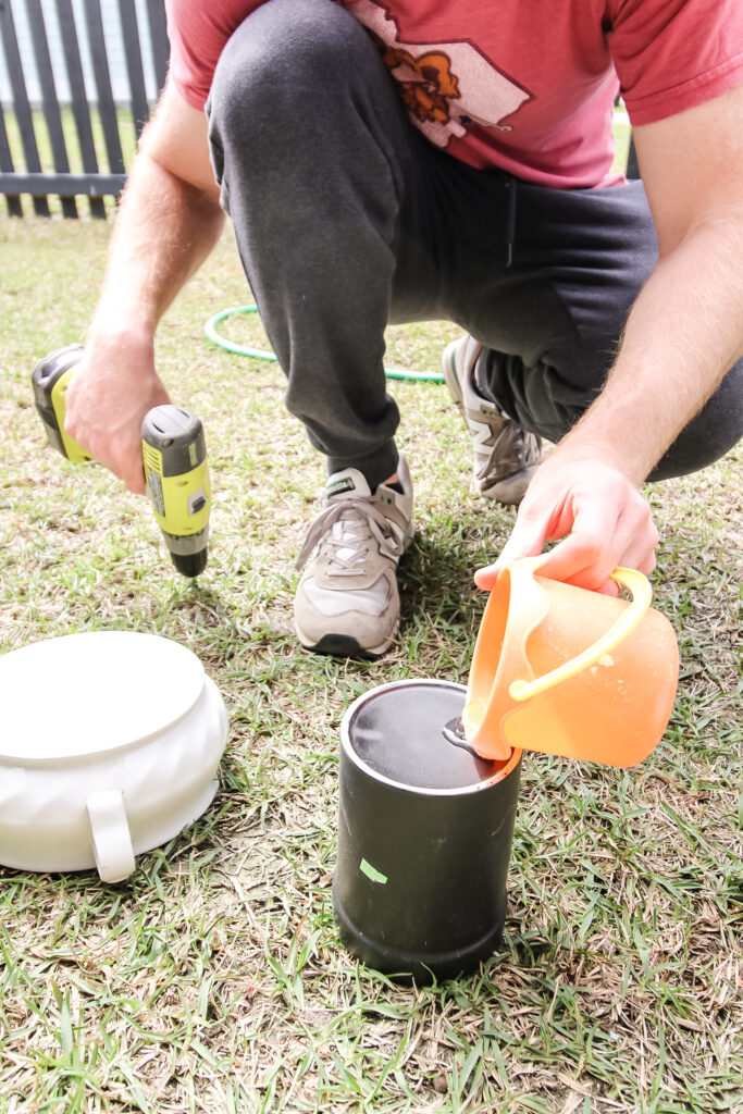 wet the bottom of a ceramic pot prior to drilling