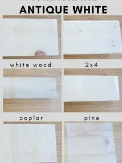 Varathane antique white on different types of wood