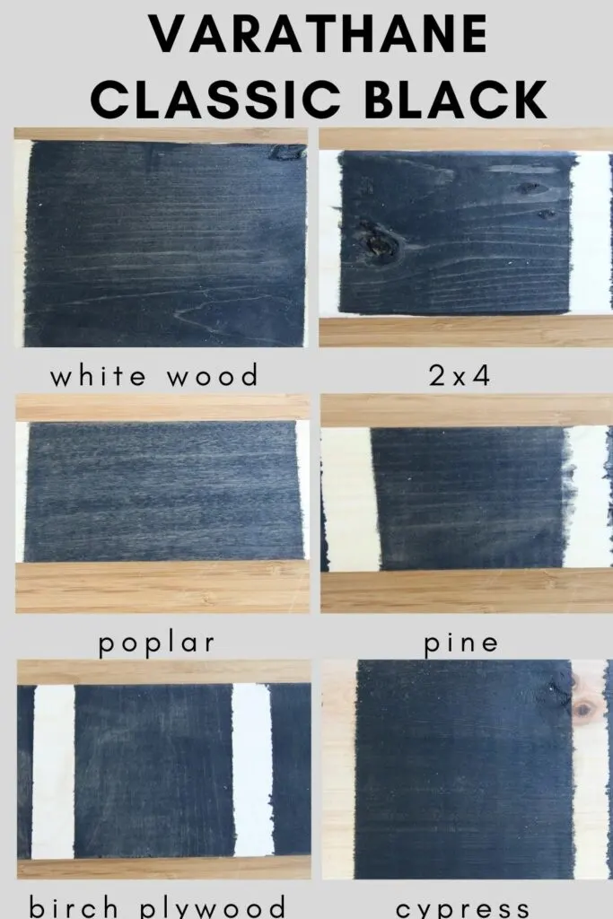 Varathane classic black on different types of wood
