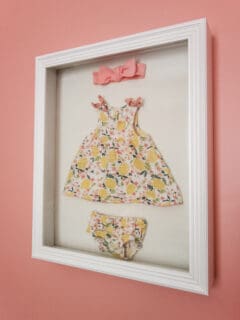 DIY newborn hospital outfit shadow box