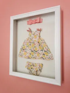 DIY newborn hospital outfit shadow box