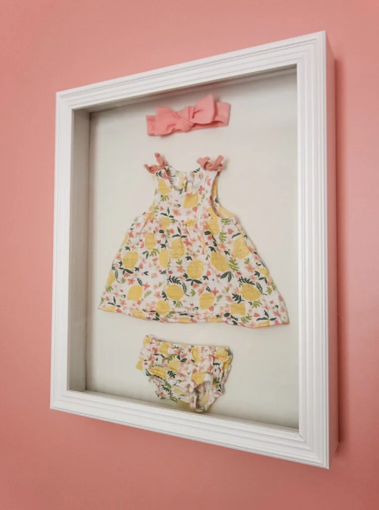 DIY newborn hospital outfit shadow box